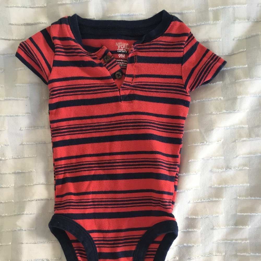 Red and navy striped onesie, 9M, Carters